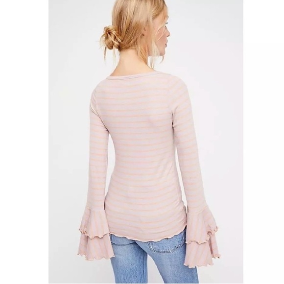 Free People Good Find Bell Fluted Sleeve Ribbed Top - Picture 13 of 14
